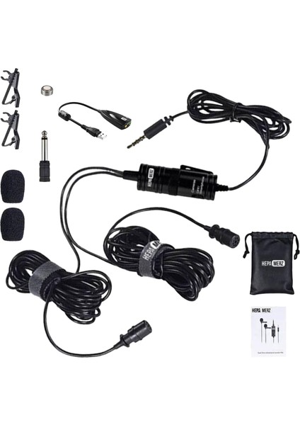HM-156 PRO Çiftli Yaka Mikrofonu Kamera Pc Telefon Röportaj (Android-İos Mac) modelleri