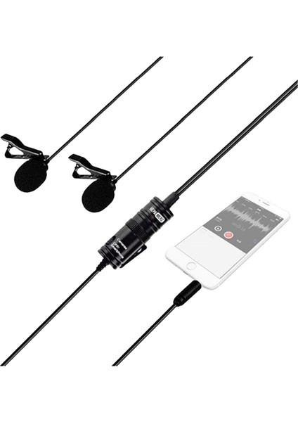 HM-156 PRO Çiftli Yaka Mikrofonu Kamera Pc Telefon Röportaj (Android-İos Mac) fırsatları