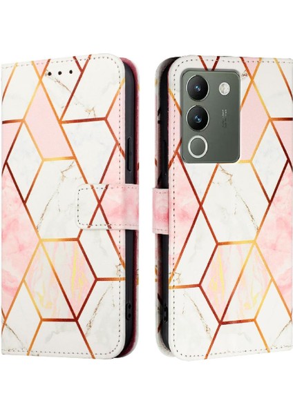 Vivo V29E 5g Pu Deri Mermer Desen Kickstand Cüzdan Için Kılıf (Yurt Dışından)