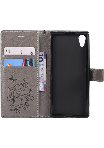 Kart Yuvası ile Sony Xperia Xa1 Flip Kickstand Pu Deri Için Flip Case (Yurt Dışından)