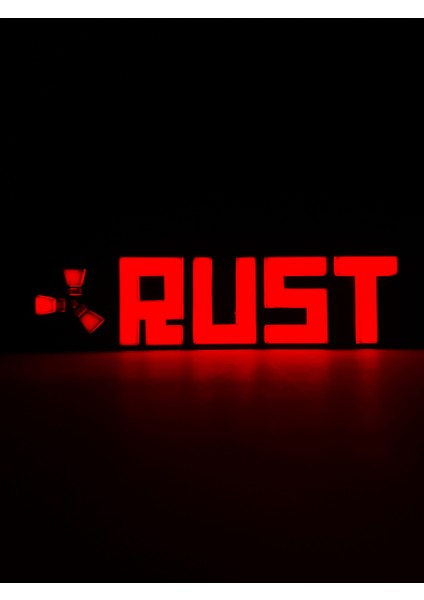 Rust - Rgb LED Işıklı 3 Boyutlu Tabela - 20CM x 5cm x 2cm (Bluetooth Kontrollü)