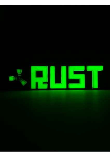 Rust - Rgb LED Işıklı 3 Boyutlu Tabela - 20CM x 5cm x 2cm (Bluetooth Kontrollü)