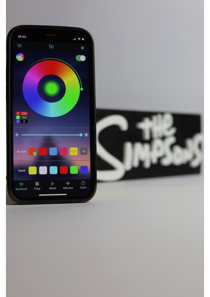 The Simpsons - Rgb LED Işıklı 3 Boyutlu Tabela - 20CM x 8cm x 2cm (Bluetooth Kontrollü)