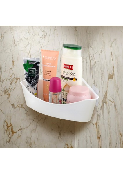 Yapışkanlı Üçgen Banyo Rafı