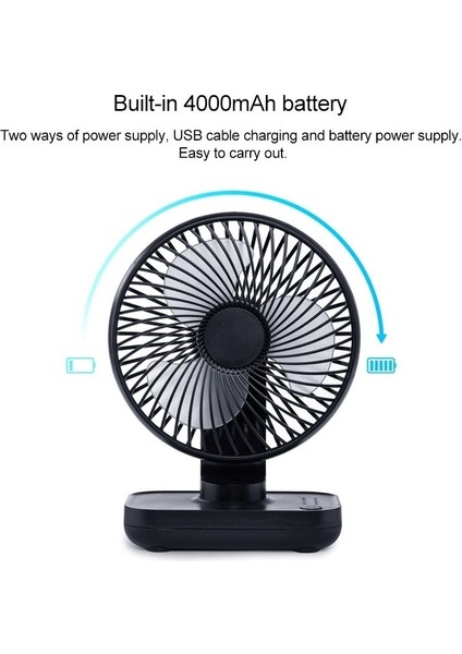 USB Şarj Edilebilir Taşınabilir 4 Vitesli Ayarlanabilir Masaüstü Fan Siyah (Yurt Dışından) modelleri