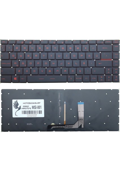 Msı GS65 Stealth Thin 8RF-086TR Notebook Klavye Işıklı -Kırmızı-