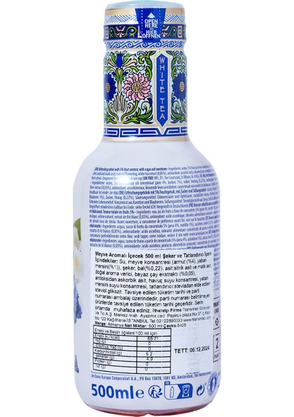 White Tea Bluberry Meyve Aromalı Içecek 500 ml fiyatları