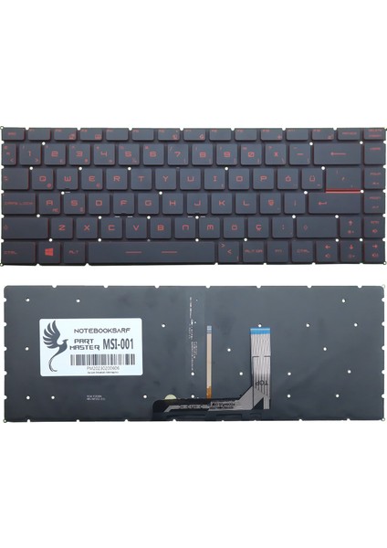 Part Master Msı GF63 Thin 9SC-058XTR Notebook Klavye Işıklı -Kırmızı-