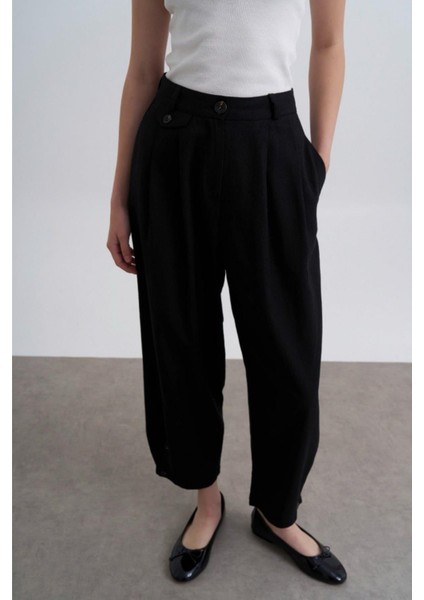Kadın Siyah Keten Pantolon 50976 fiyatları