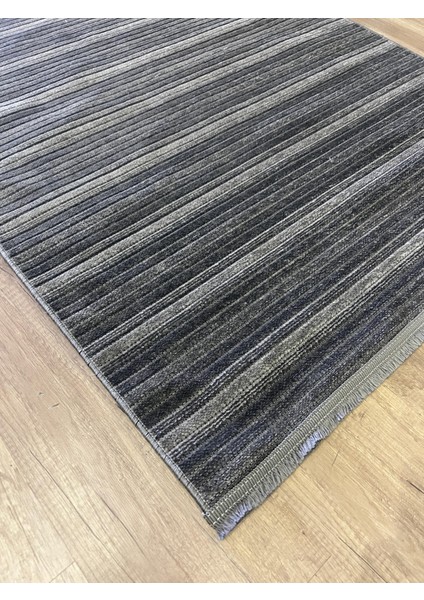 Luxess Halı Antrasit Çizgisel Desenli Kilim - Modern Salon ve Koridor Halısı- Luxess Halı Cool 402