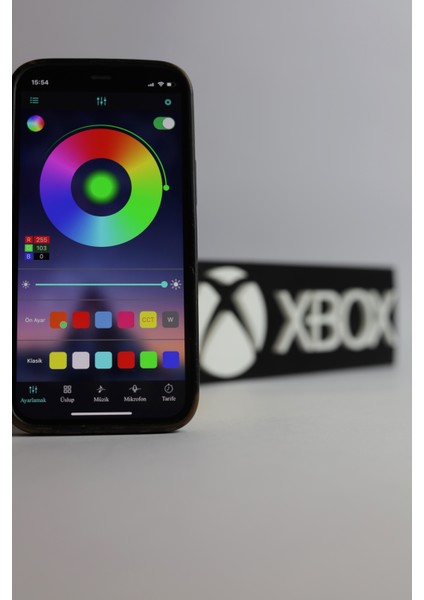 Xbox - Rgb LED Işıklı 3 Boyutlu Tabela - 20CM x 6.5cm x 2cm (Bluetooth Kontrollü)