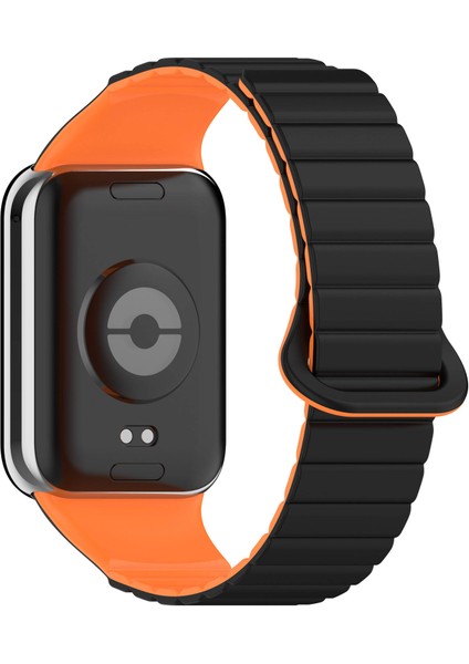 - Xiaomi Redmi Watch 4 - Kordon Silikon Strap Kayış Kordon KRD-105 - Siyah-Turuncu