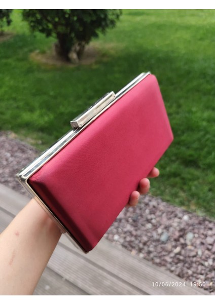 Bordo Renk Çapraz Taşlı Abiye Çanta modelleri