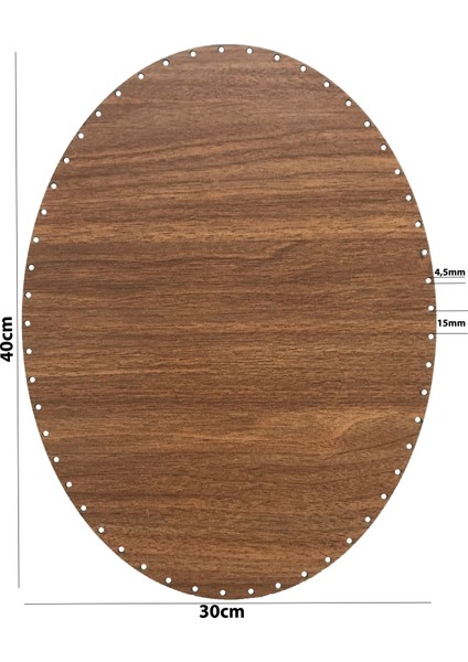 Rattan Örgü Plakası Rattan Tabanı Elips 3 Lü Set 3mm Çift Yüz Ceviz
