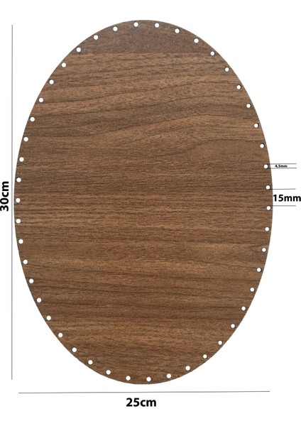 Rattan Örgü Plakası Rattan Tabanı Elips 3 Lü Set 3mm Çift Yüz Ceviz