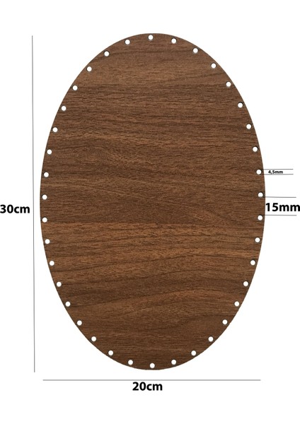 Rattan Örgü Plakası Rattan Tabanı Elips 3 Lü Set 3mm Çift Yüz Ceviz