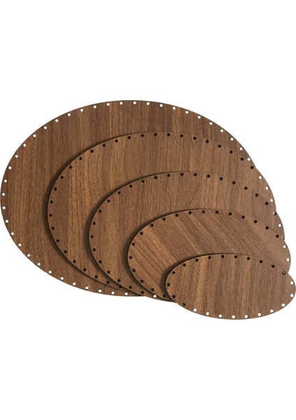 Ala Depo Rattan Örgü Plakası Rattan Tabanı 25X15 cm Elips Oval 3mm Çift Yüz Boyalı Ceviz