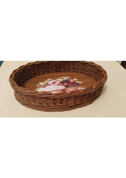 Rattan Örgü Plakası Rattan Tabanı 30X20 cm Elips Oval 3mm Çift Yüz Boyalı Ceviz indirimleri