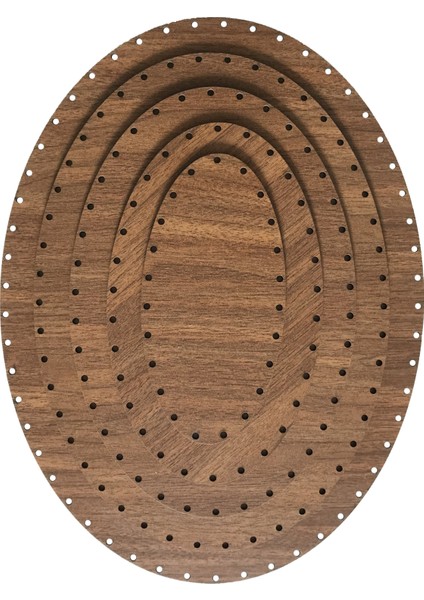 Ala Depo Rattan Örgü Plakası Rattan Tabanı 40X30 cm Elips Oval 3mm Çift Yüz Boyalı Ceviz