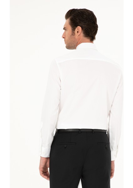 Erkek Beyaz Slim Fit Pamuk Klasik Gömlek 50285570-VR013 indirimleri