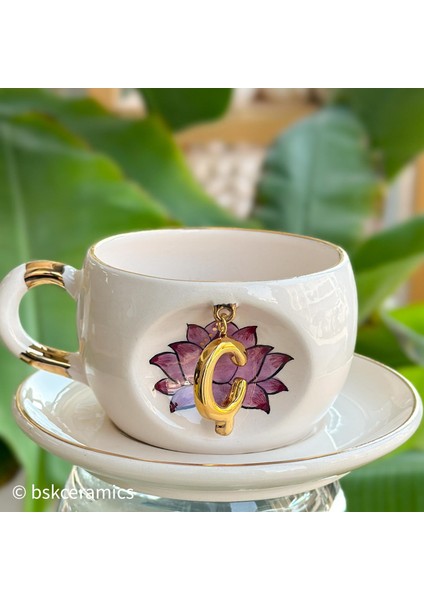 Bsk Ceramics Handmade Harfli Lotus Çay Fincanı “ınner Peace”