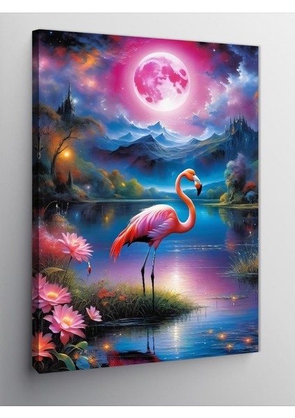 Kanvas Tablo Pembe Flamingo