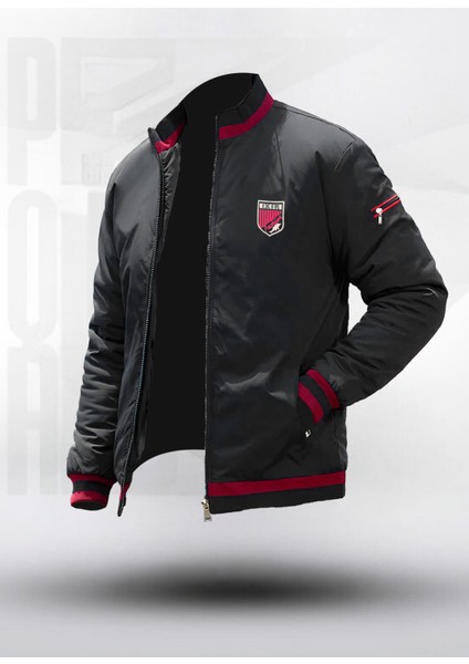 Sportif Armalı Mevsimlik Erkek Mont Siyah