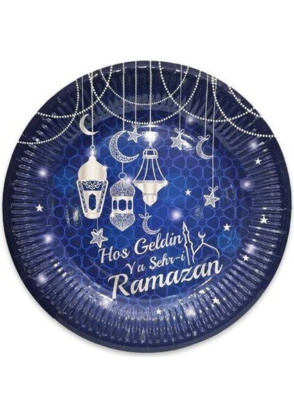 Hoş Geldin Ramazan Tabak Mavi 8 Adet