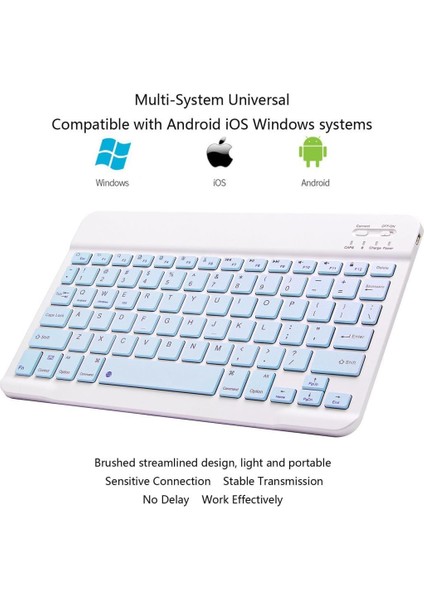 Tcl Tab 10S 10.1" Uyumlu Kablosuz Bluetooth Şarj Edilebilir Mini Q Klavye - Mavi