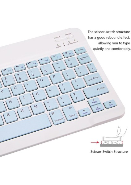 Tcl Tab 10S 10.1" Uyumlu Kablosuz Bluetooth Şarj Edilebilir Mini Q Klavye - Mavi
