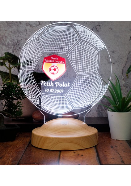 Futbol Topu Şeklinde 3 Boyutlu Takım Logolu LED Lamba, Kulüp Logolu, Futbol Kulübü LED Lamba