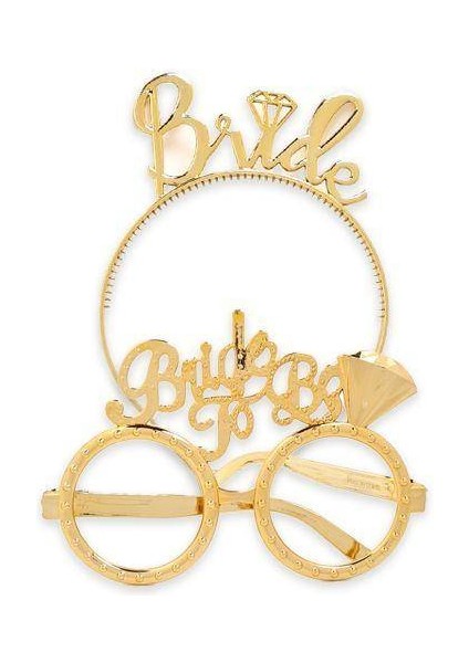 Bride To Be Plastik Gözlük Taç Set Rose Gold 1 Adet