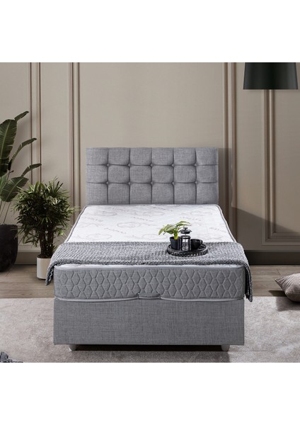 Venedik Tek Kişilik Baza Başlık Comfort Yatak Seti - Açık Gri