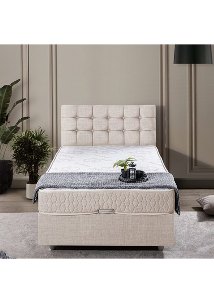 Venedik Tek Kişilik Baza Başlık Comfort Yatak Seti - Krem