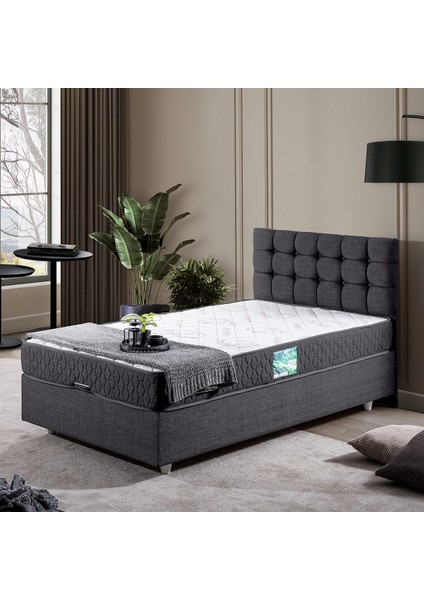 Venedik Tek Kişilik Baza Başlık Comfort Yatak Seti - Antrasit