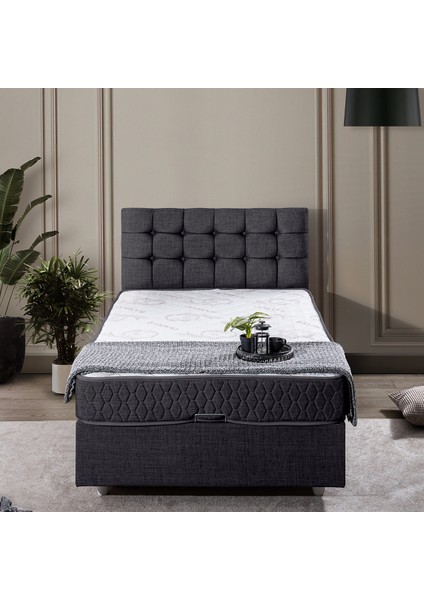 Venedik Tek Kişilik Baza Başlık Comfort Yatak Seti - Antrasit