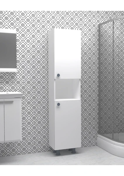 1. Kalite Mdf 2 Kapaklı Banyo Boy Dolabı