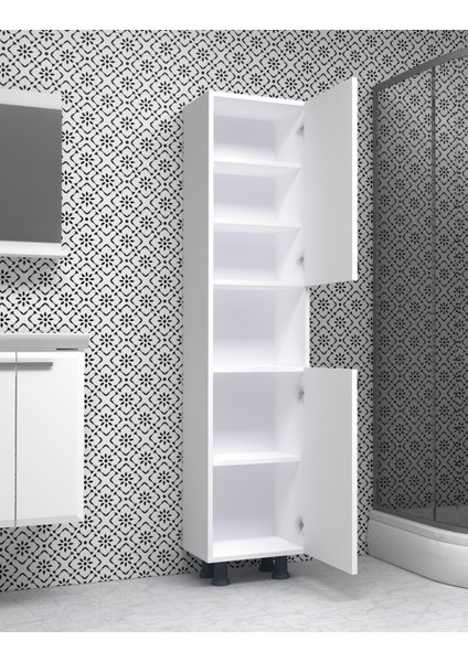 1. Kalite Mdf 2 Kapaklı Banyo Boy Dolabı