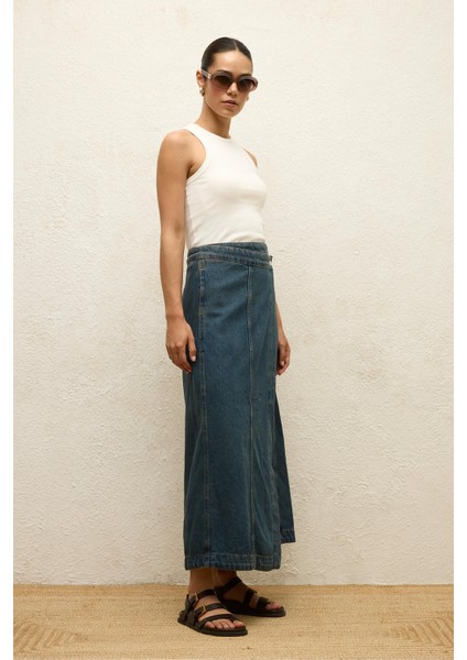 Anvelop Denim Etek Mavi fırsatları