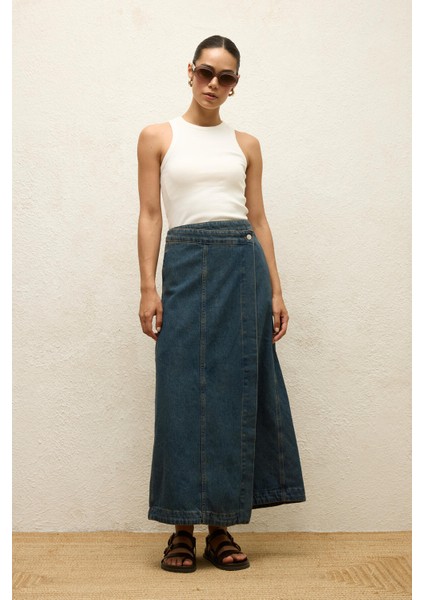 Anvelop Denim Etek Mavi indirimleri