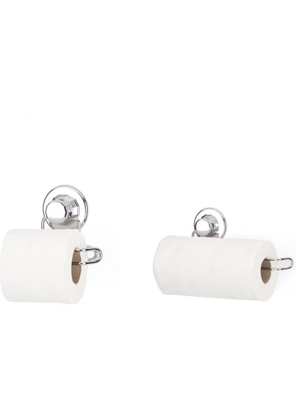 Hem Vakumlu Hem Vidalı Banyo Aksesuarı 2'li Set Tuvalet Kağıtlığı+Kağıt Havlu Askısı