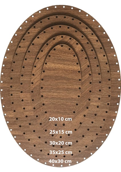 Ala Depo Rattan Örgü Plakası Rattan Tabanı Elips 5 Li Set 3mm Çift Yüz Boyalı Ceviz