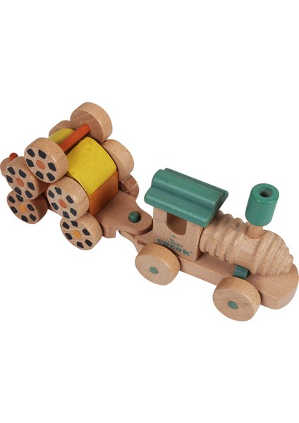 3 Lü Turkuaz Dönen Teker Vagonlu Ahşap Oyuncak Tren fiyatları