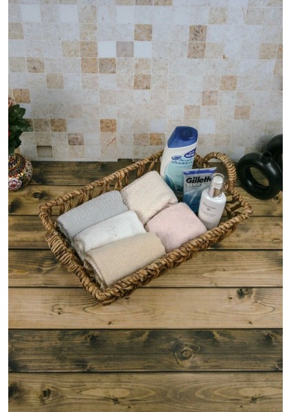 Mette - Dekoratif Doğal El Örgüsü Sepet, Meyvelik, Havluluk, Ekmek Sepeti, Banyo Organizer 47 cm