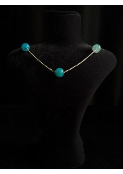 Akik Doğal Taşlı Çelik Kolye -Sevgili Takı Koleksiyonu