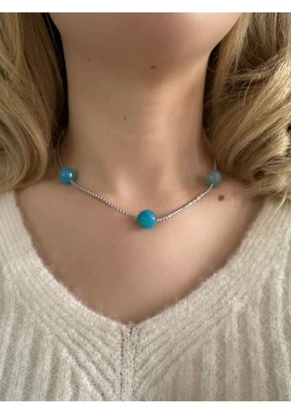 Akik Doğal Taşlı Çelik Kolye -Sevgili Takı Koleksiyonu fiyatları