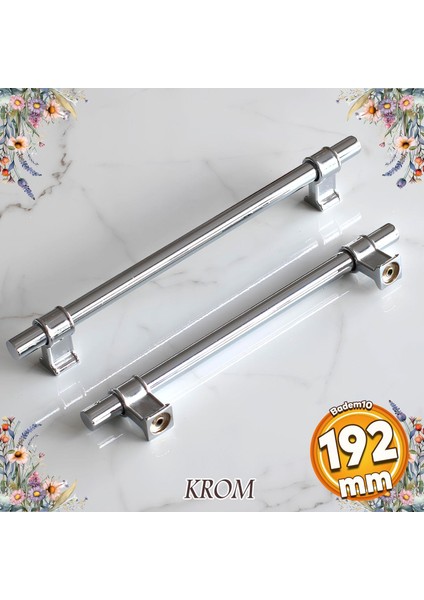 Hisar Krom Düz Metal Kulp 192 mm Mobilya Çekmece Mutfak Dolabı Kulbu