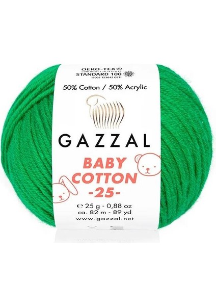 Baby Cotton 25 El Örgü İpi Yeşil 3456