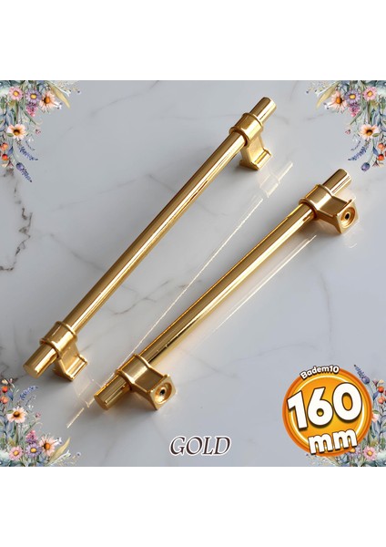 Hisar Altın Gold Düz Metal Kulp Kulbu 160 mm Çekmece Mobilya Mutfak Dolabı Kulbu