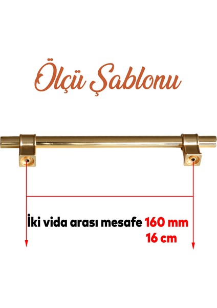 Hisar Altın Gold Düz Metal Kulp Kulbu 160 mm Çekmece Mobilya Mutfak Dolabı Kulbu